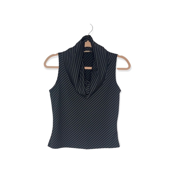 FOREVER21 Black & White Stripe Cowl Neck Tank Top M - Picture 2 of 7